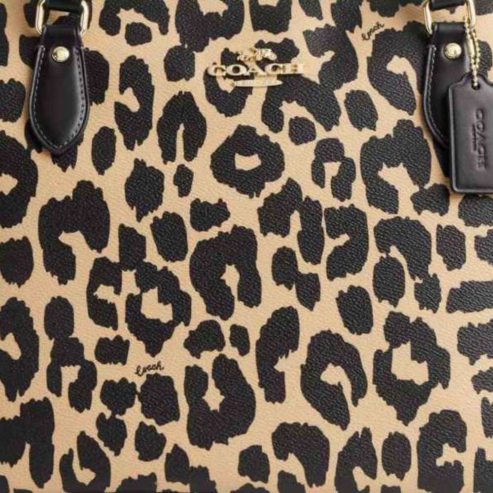 Coach Gallery Tote Bag w Leopard Print - Picture 4 of 6